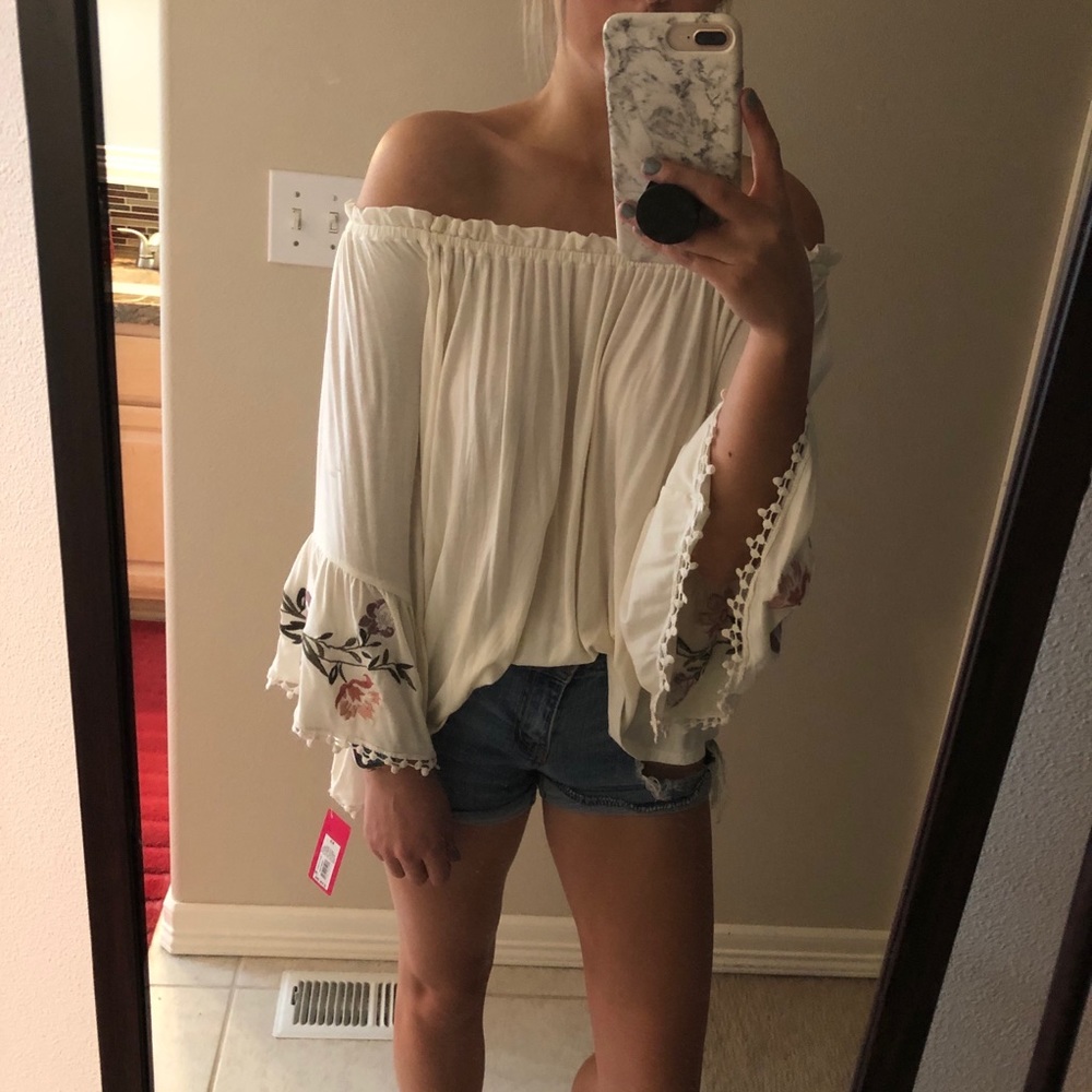 Off the shoulder ivory top